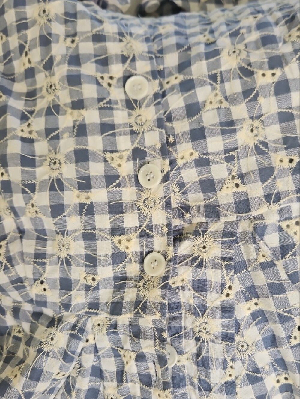 House of Harlow 1960 Blue and White Gingham Eyelet Dress - Picture 3 of 7
